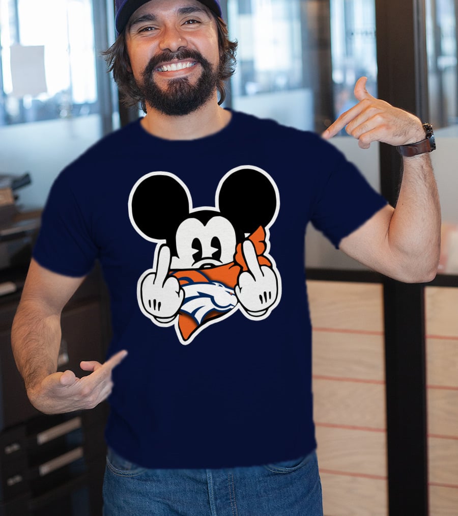 Denver Broncos Mickey Middle Fingers T-Shirt