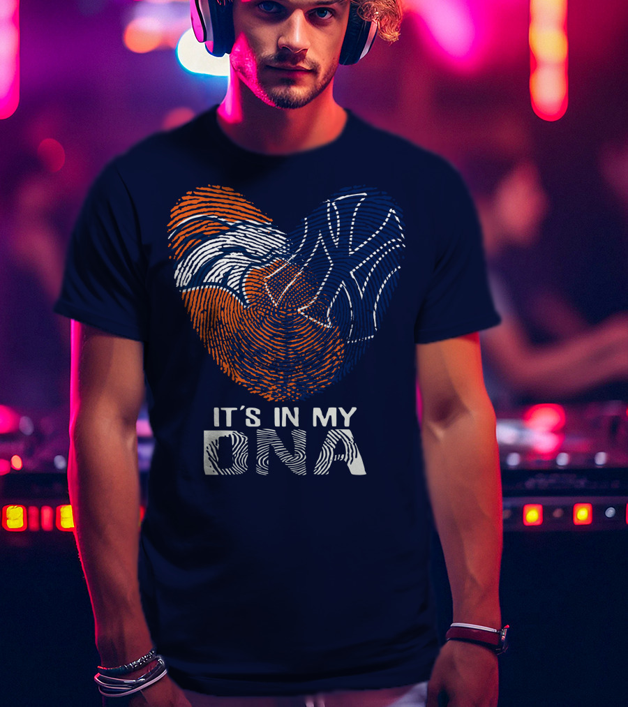 It's In My Dna Denver Broncos 04 Fingerprint Heart T-Shirt