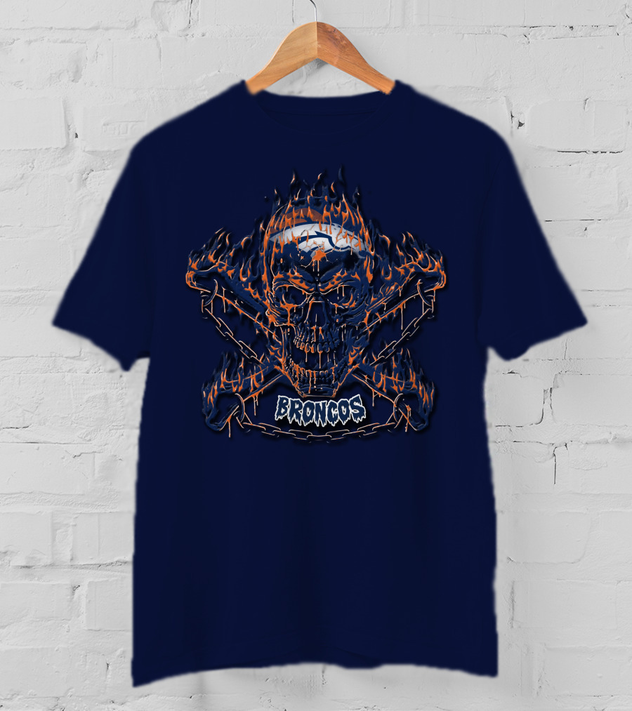 Broncos Flaming Skull Logo Denver Broncos 40 T-Shirt