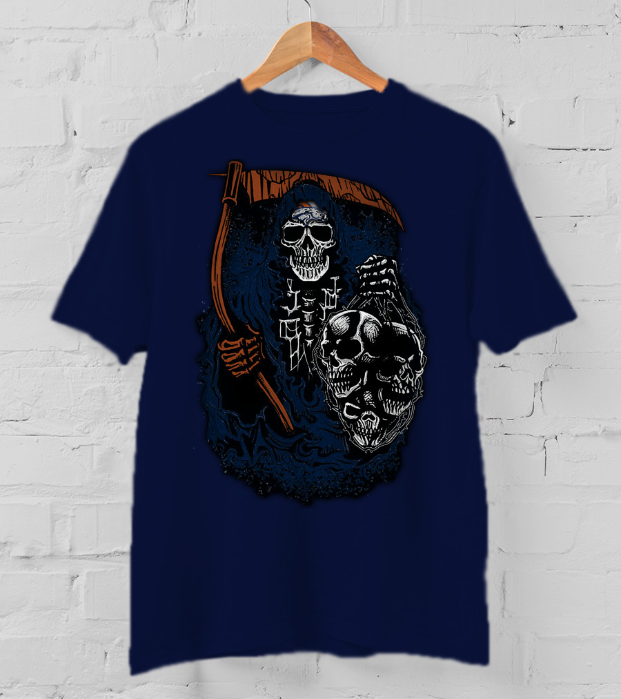 Denver Broncos Grim Reaper Skull Art T-Shirt