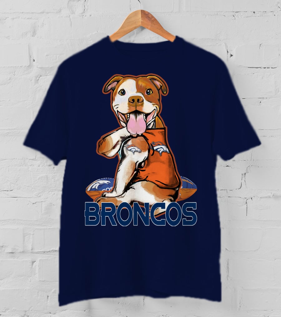 Pittbull Broncos Denver Football Puppy T-Shirt