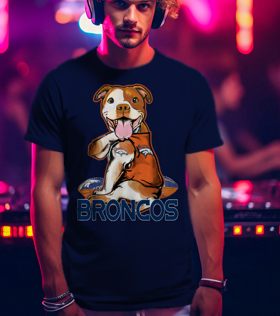 Pittbull Broncos Denver Football Puppy T-Shirt