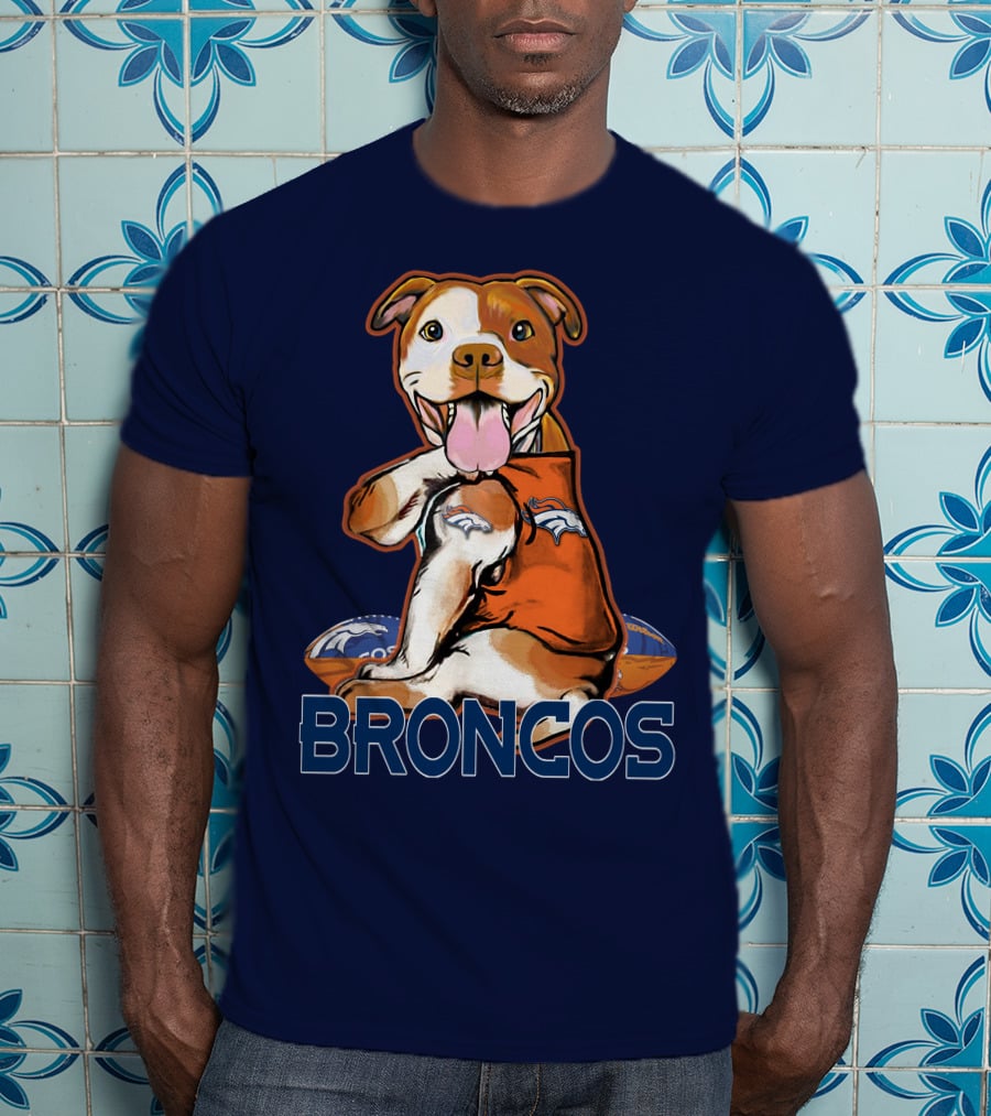 Pittbull Broncos Denver Football Puppy T-Shirt