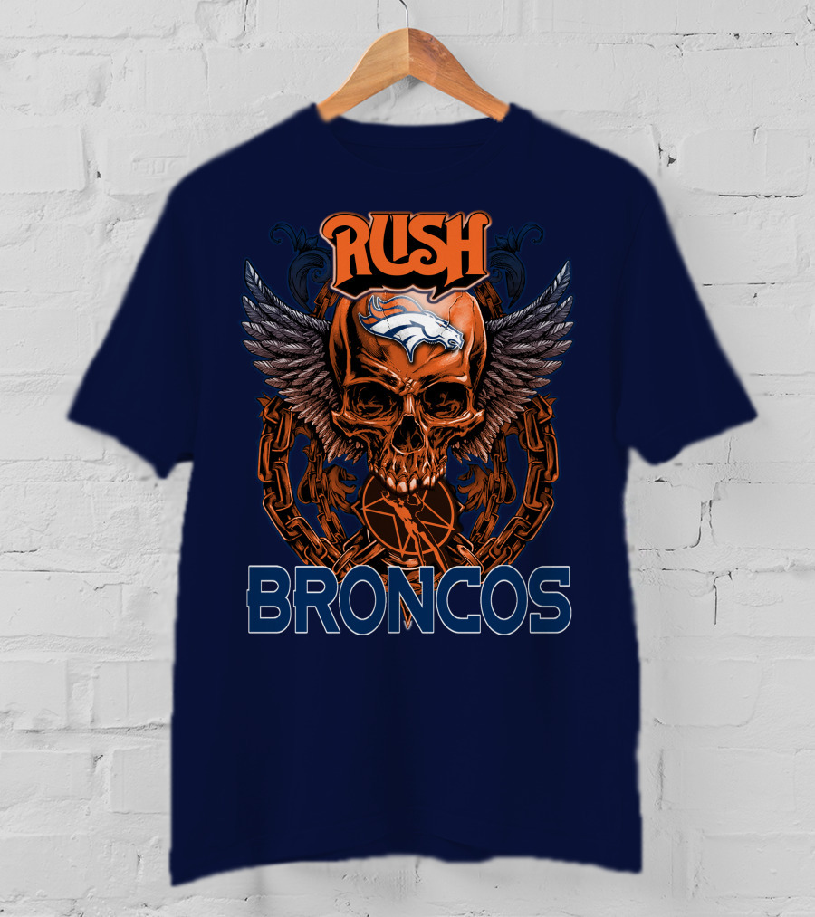 Rush Denver Broncos Skull Wings Chain T-Shirt