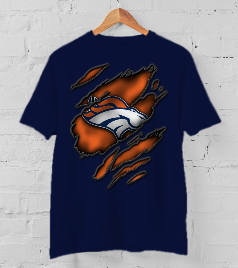 Torn Denver Broncos Logo Bold Fanwear Torn T-Shirt