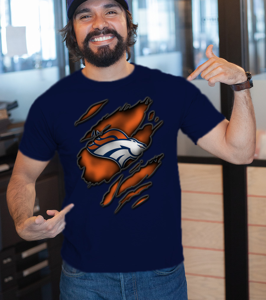 Torn Denver Broncos Logo Bold Fanwear Torn T-Shirt
