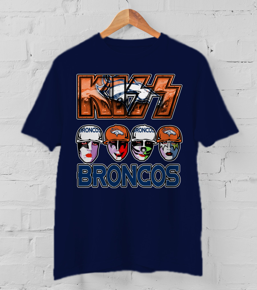Kiss Denver Broncos Football Helmet Band Makeup T-Shirt