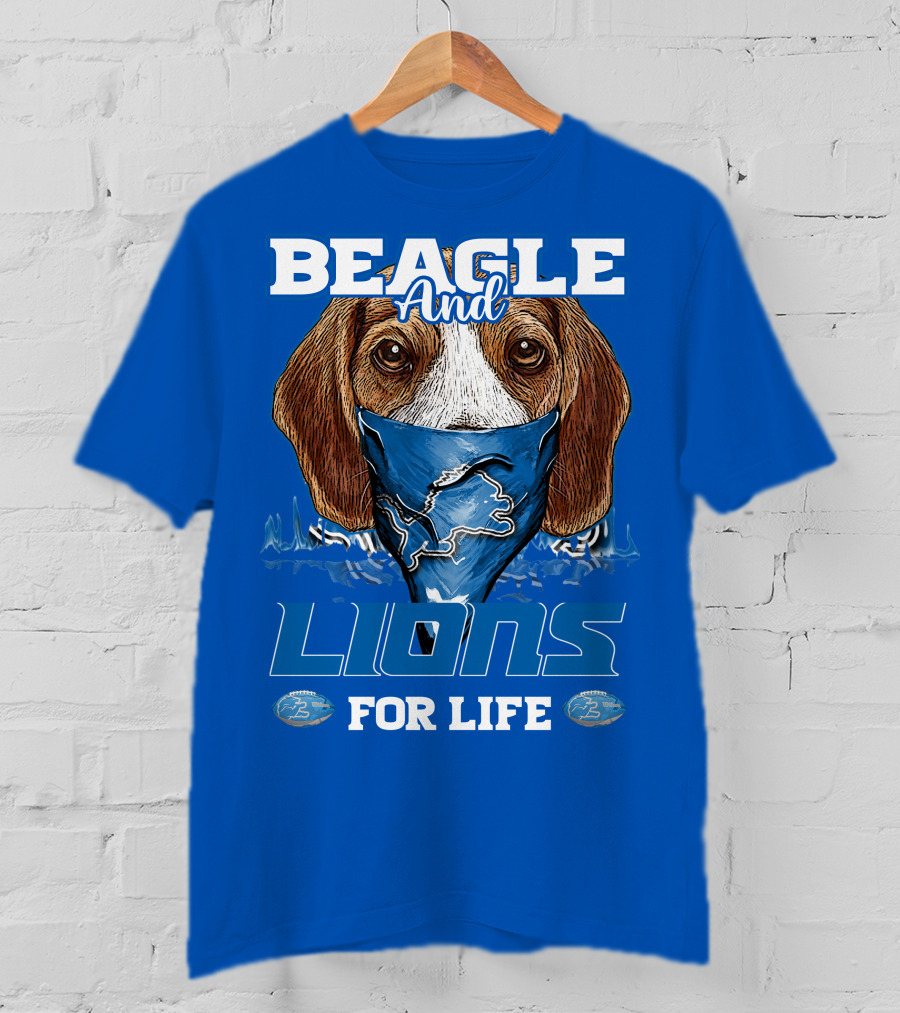 Beagle And Lions For Life Detroit Lions T-Shirt