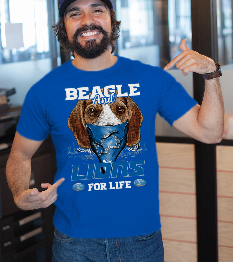 Beagle And Lions For Life Detroit Lions T-Shirt