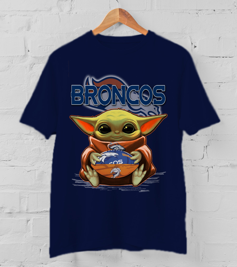 Yoda With Denver Broncos Football Baby Yoda Broncos T-Shirt