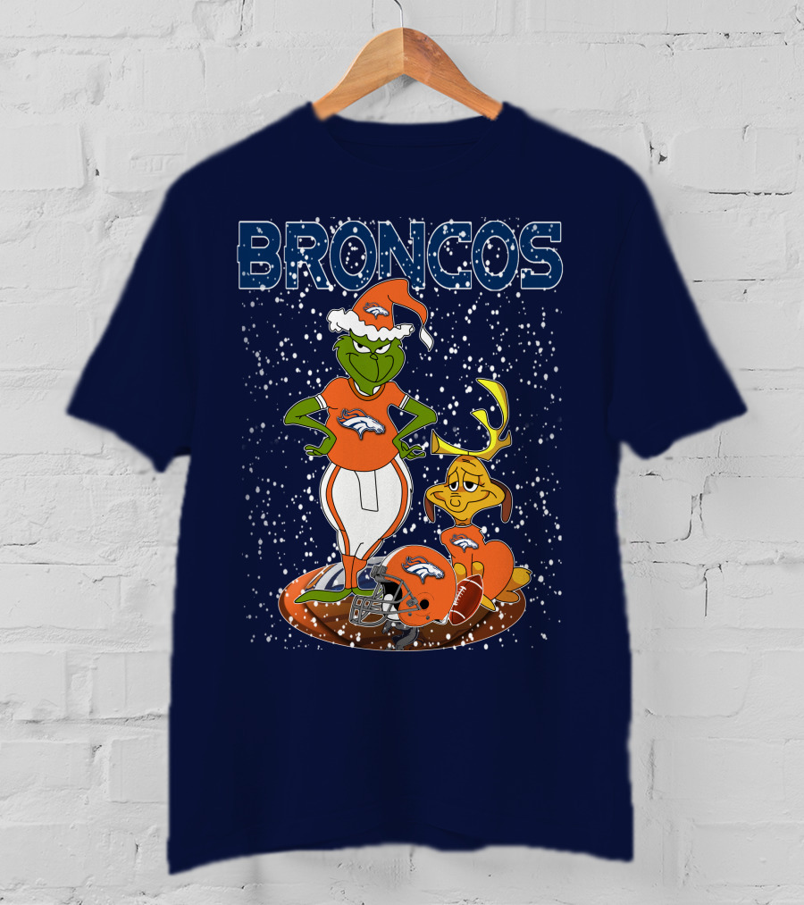 Grinchxmas Broncos Christmas Football Grinch And Max T-Shirt