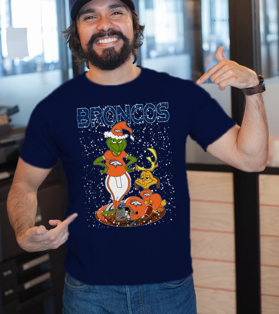 Grinchxmas Broncos Christmas Football Grinch And Max T-Shirt