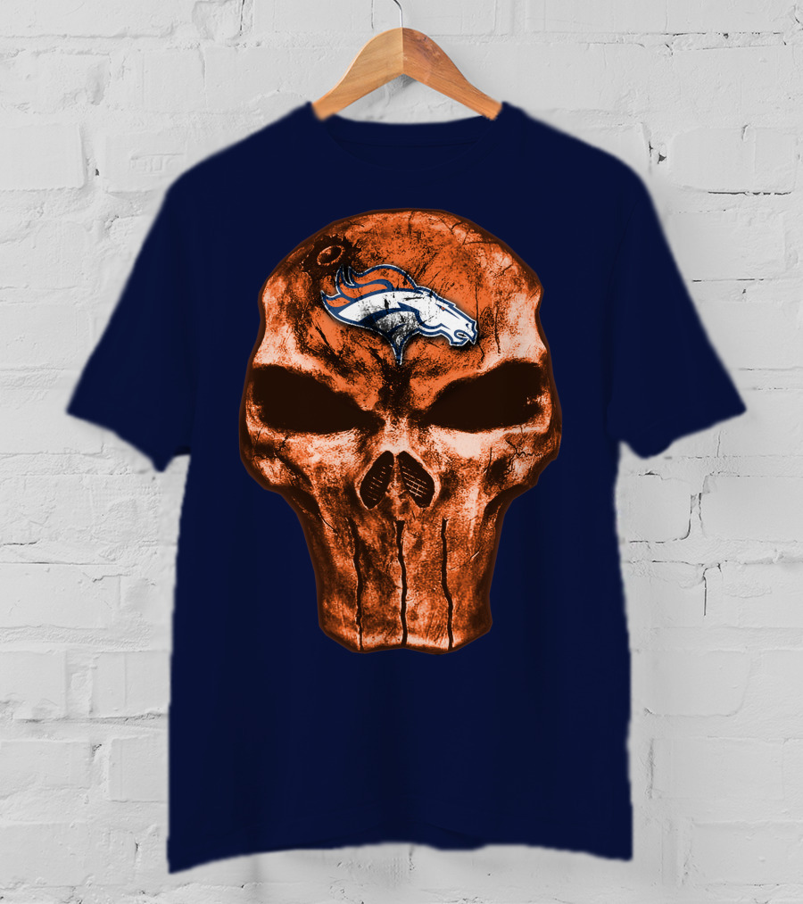 Skull Denver Broncos Logo Skull T-Shirt