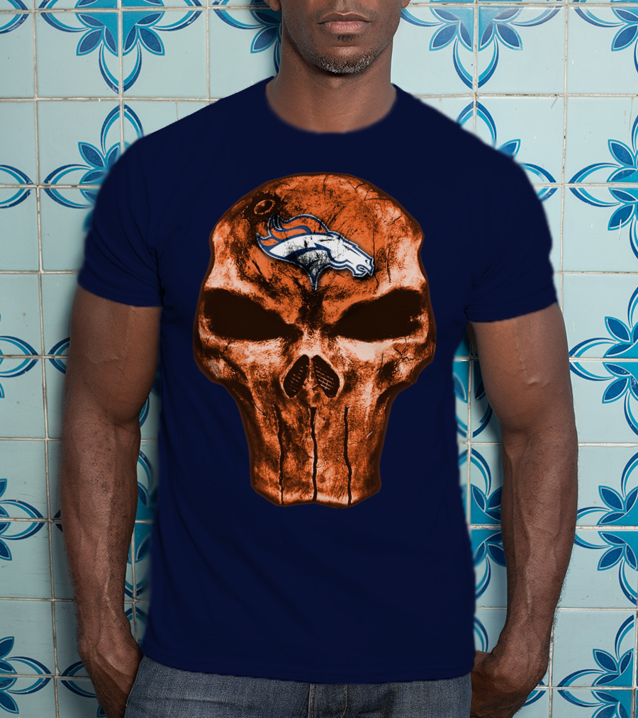Skull Denver Broncos Logo Skull T-Shirt