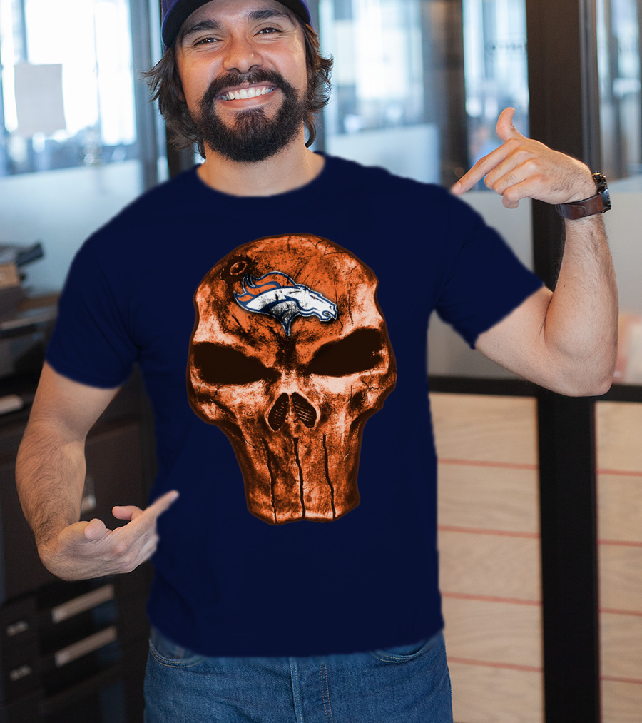 Skull Denver Broncos Logo Skull T-Shirt