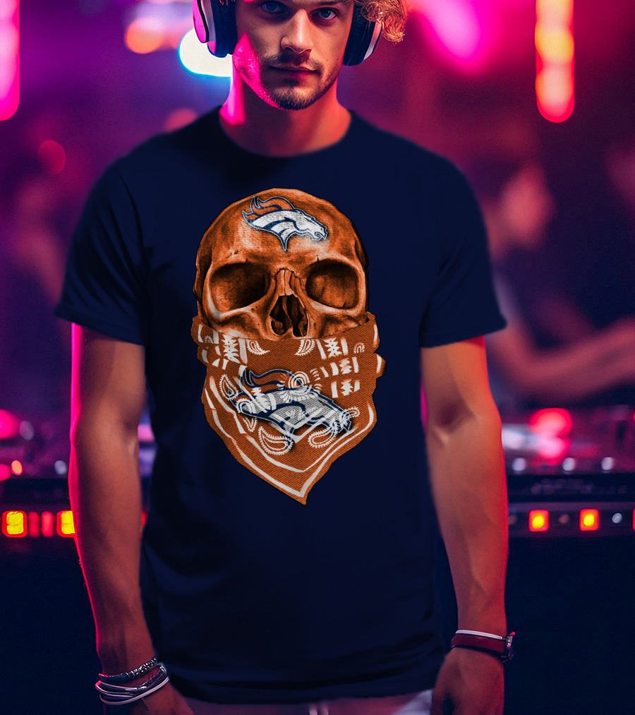 Denver Broncos Skull Bandana T-Shirt