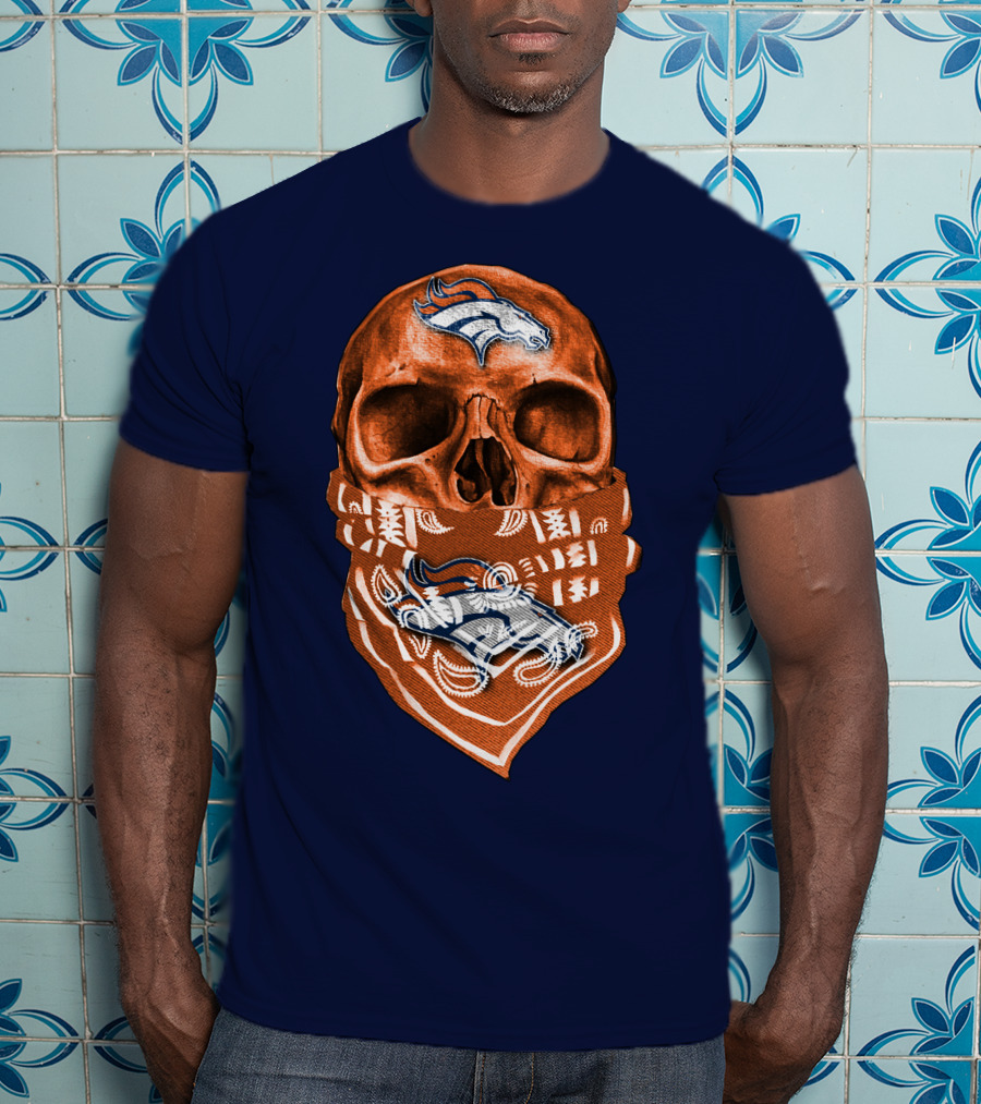 Denver Broncos Skull Bandana T-Shirt