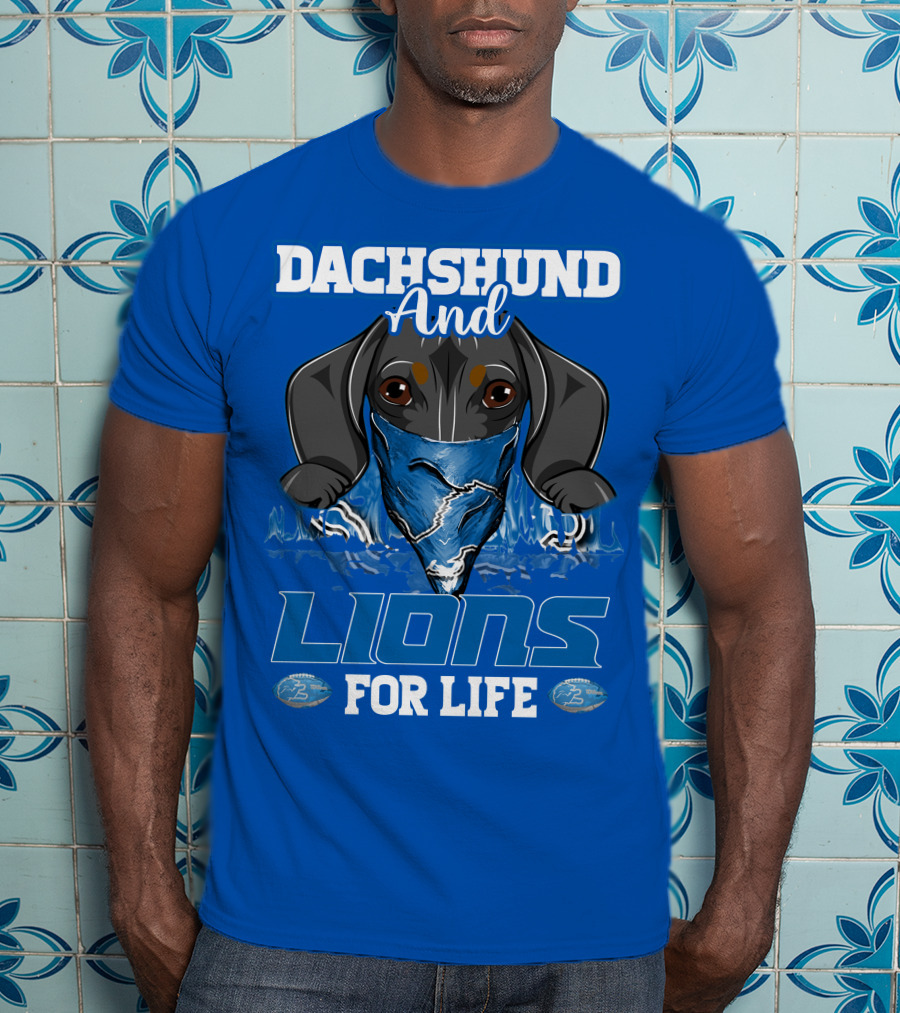 Dachshund And Lions For Life Detroit T-Shirt