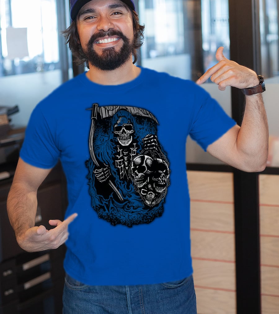 Detroit Lions Grim Reaper Skulls T-Shirt
