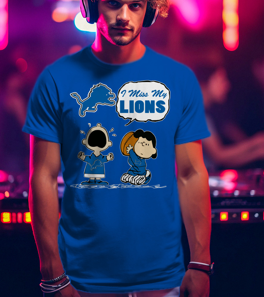 I Miss My Lions Detroit Lions Charlie Brown Football T-Shirt