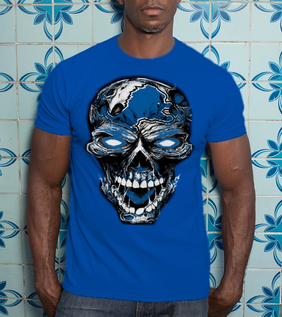Detroit Lions 59 Skull Blue Roar T-Shirt