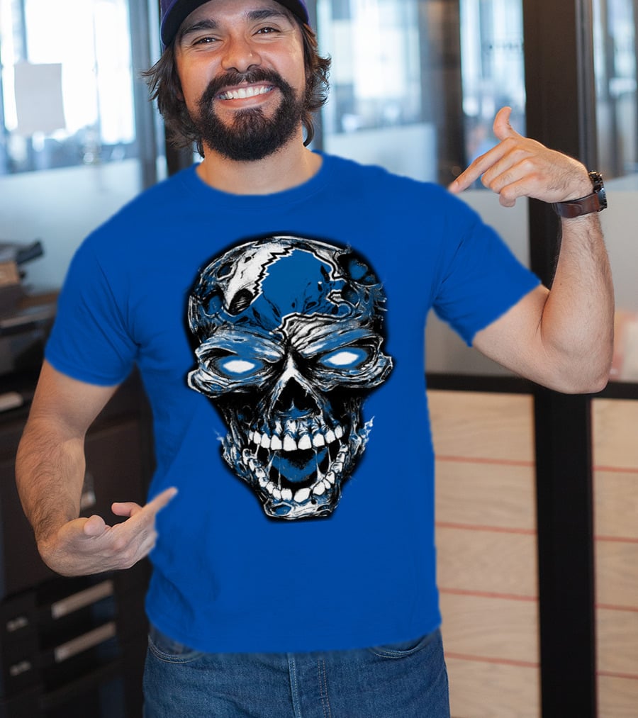 Detroit Lions 59 Skull Blue Roar T-Shirt