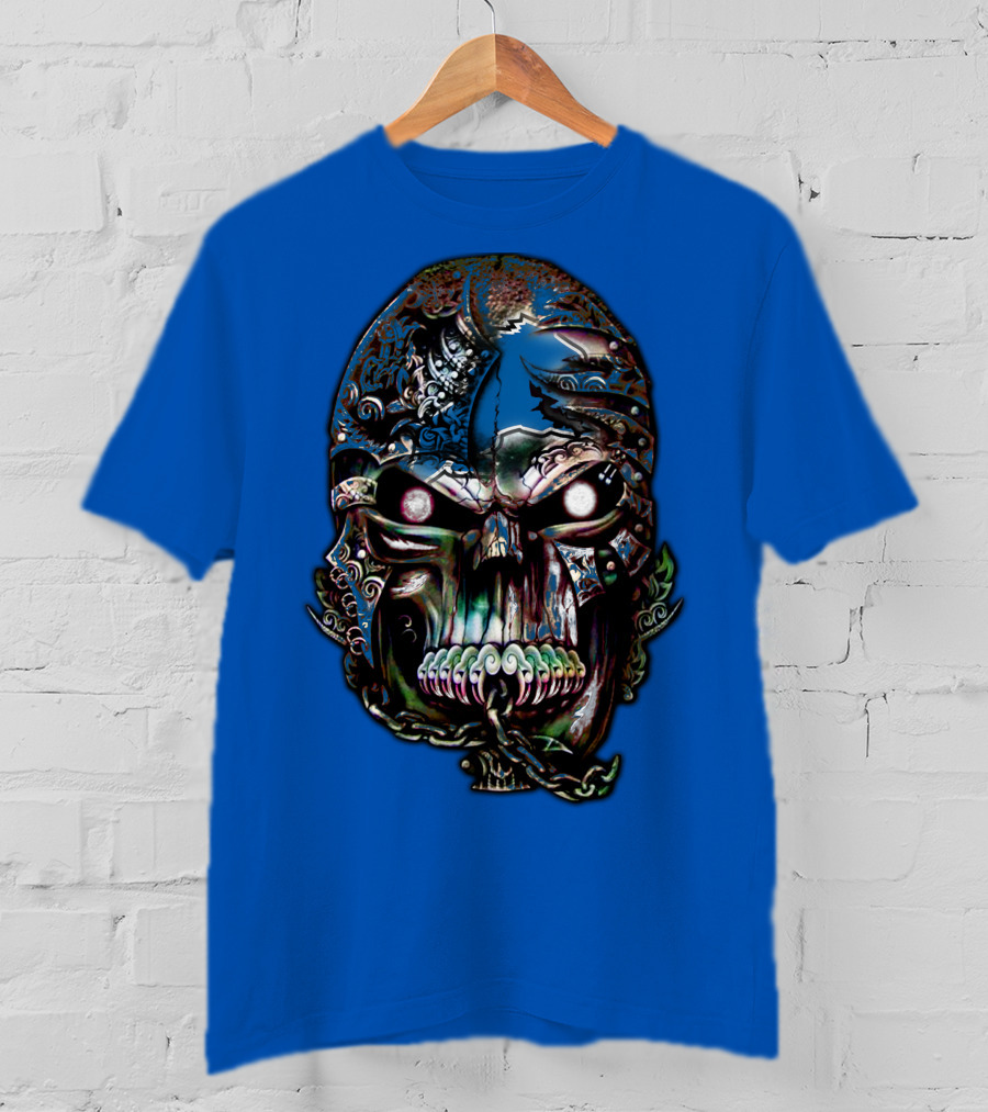 Detroit Lions 65 Skull Artwork T-Shirt