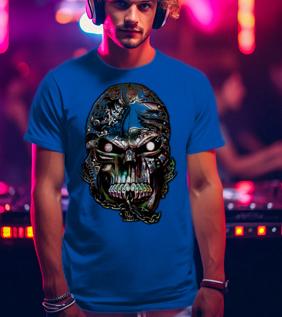 Detroit Lions 65 Skull Artwork T-Shirt