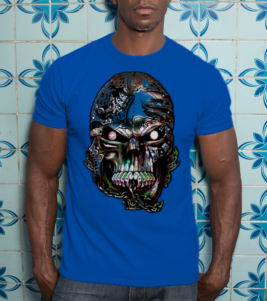 Detroit Lions 65 Skull Artwork T-Shirt