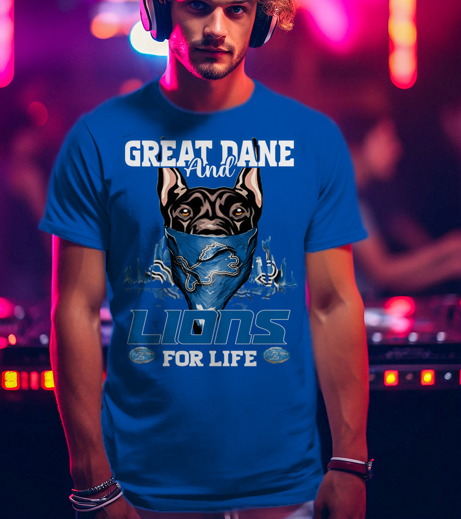 Great Dane And Lions For Life Detroit T-Shirt