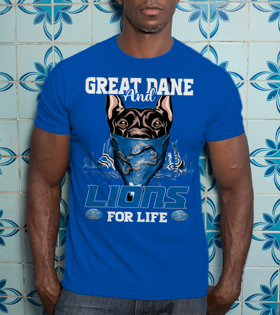 Great Dane And Lions For Life Detroit T-Shirt