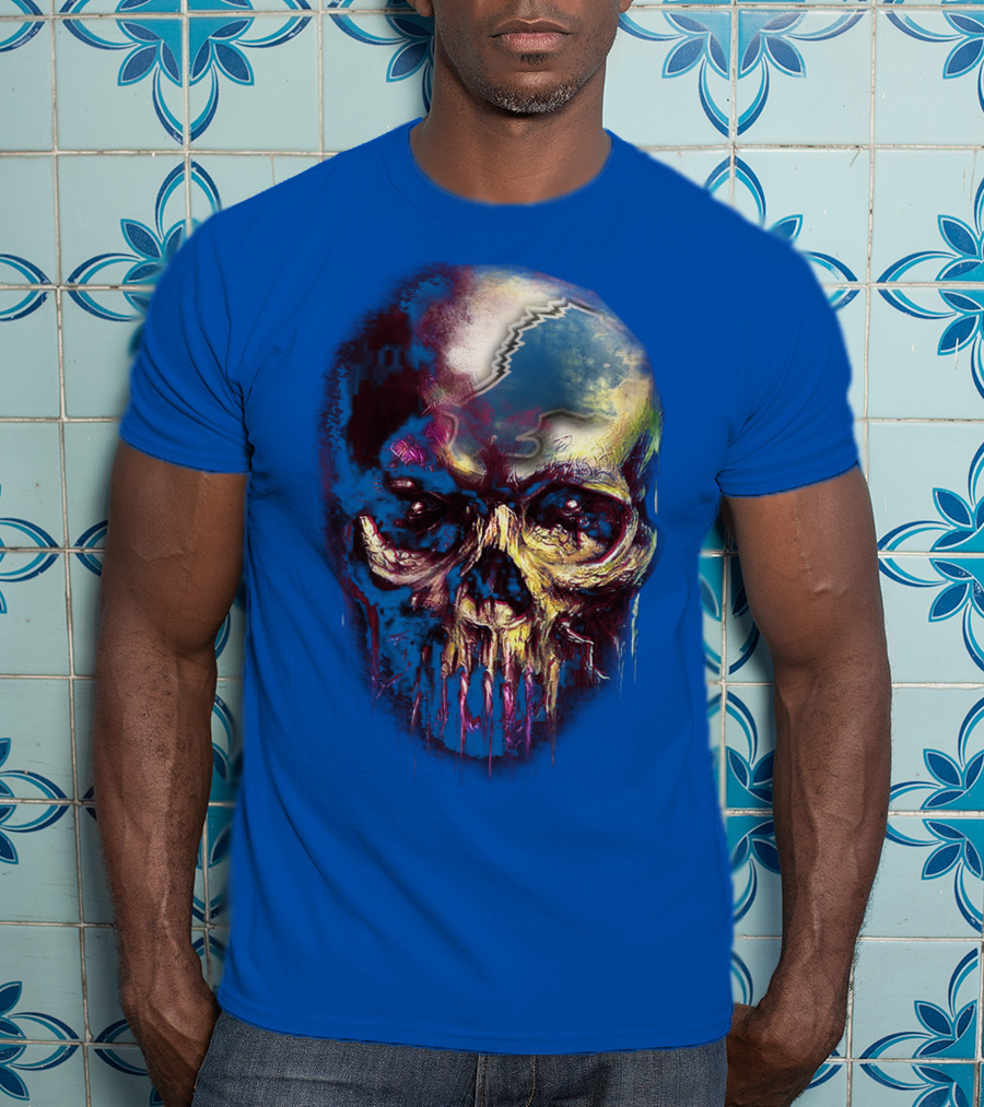 Detroit Lions 25 Skull Design With Blue T-Shirt