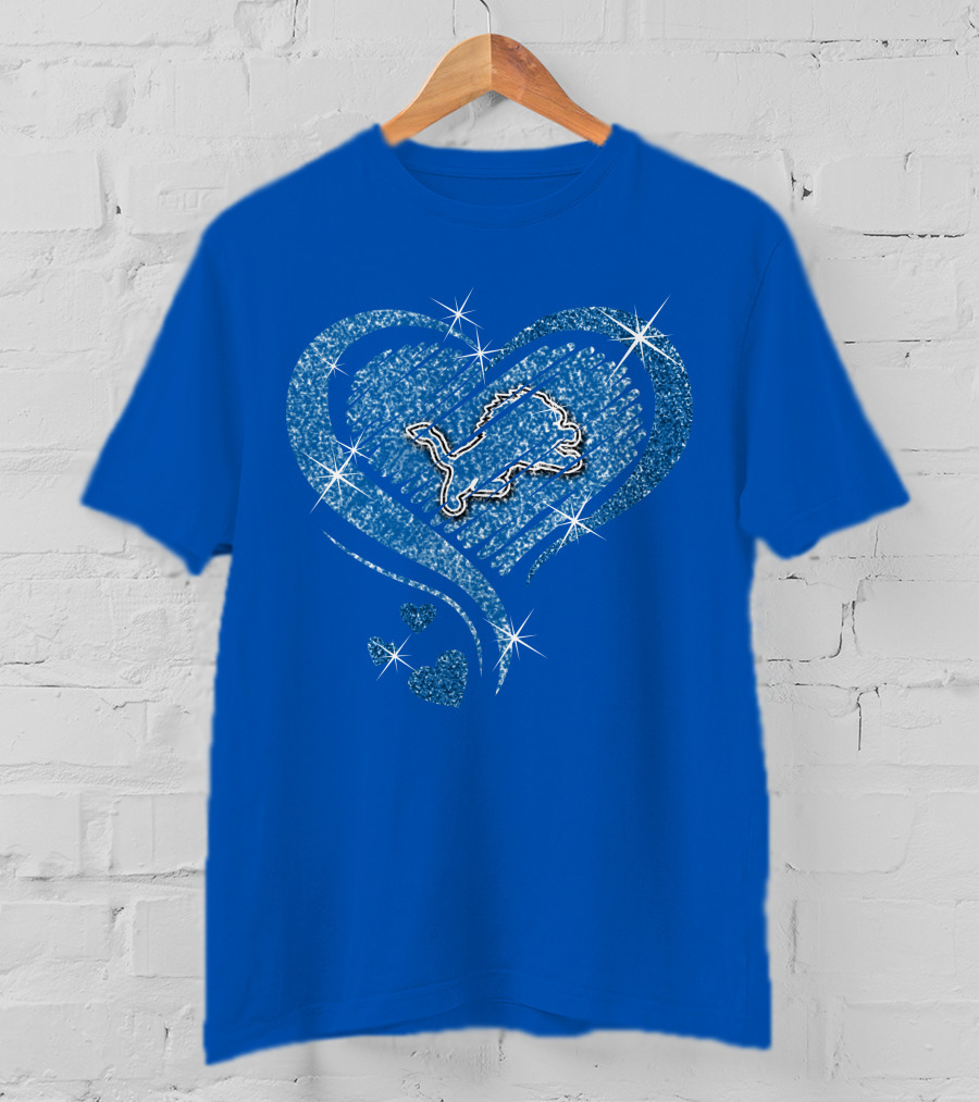 Heart Diamond Detroit Lions Sparkling T-Shirt