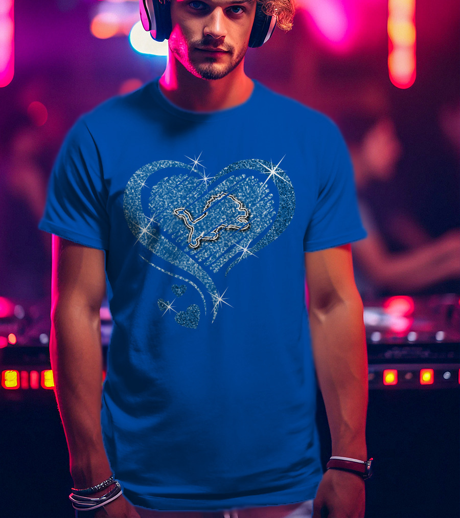 Heart Diamond Detroit Lions Sparkling T-Shirt