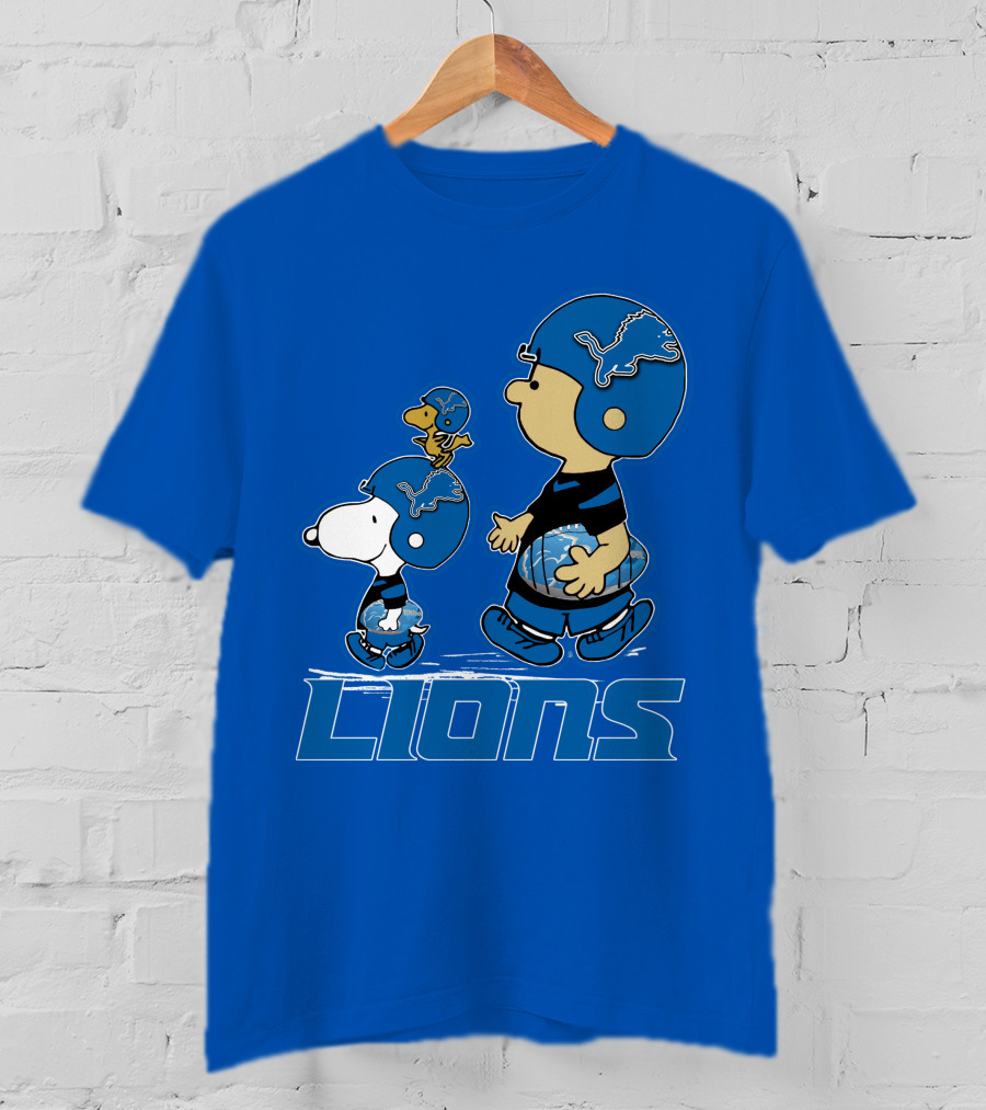 Snpfootball DETROIT LIONS Peanuts Helmet Blue T-Shirt