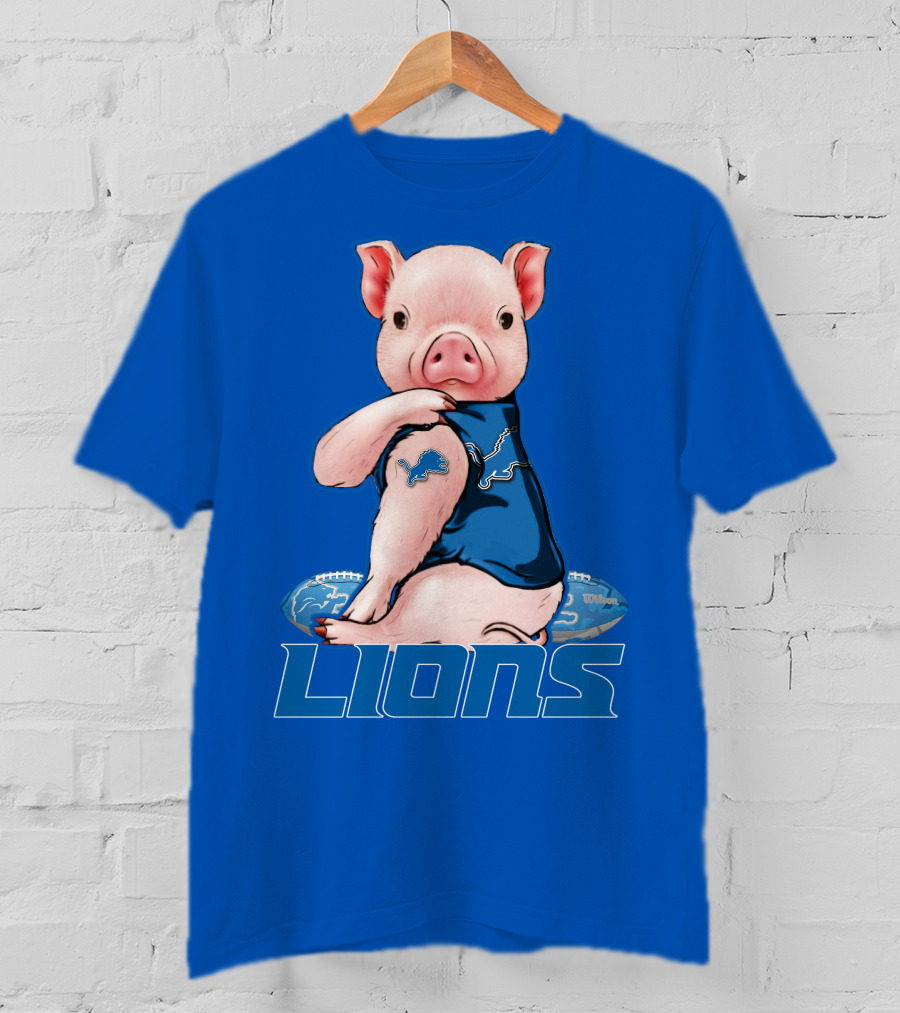 Pig With Detroit Lions T-Shirt