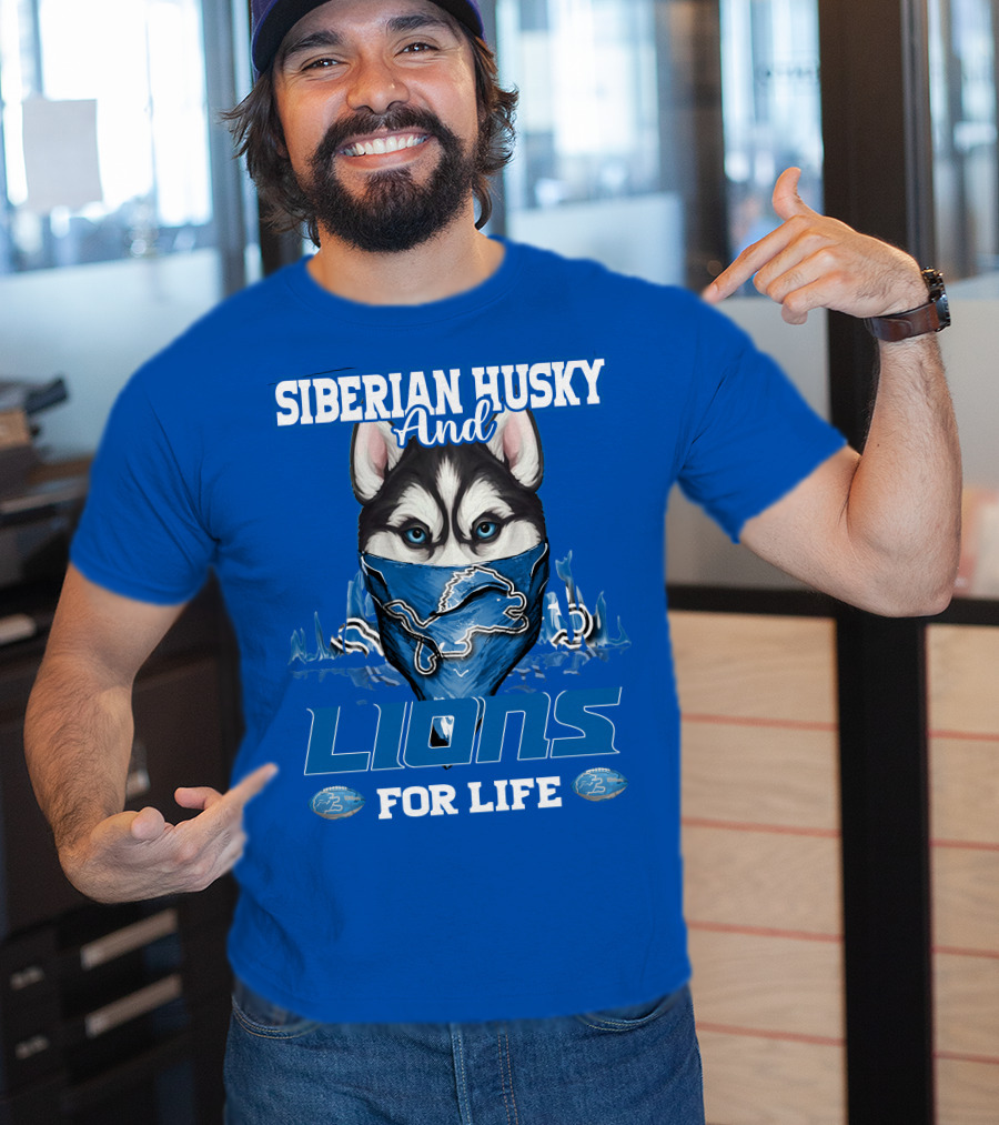 Siberian Husky And Lions For Life Detroit T-Shirt