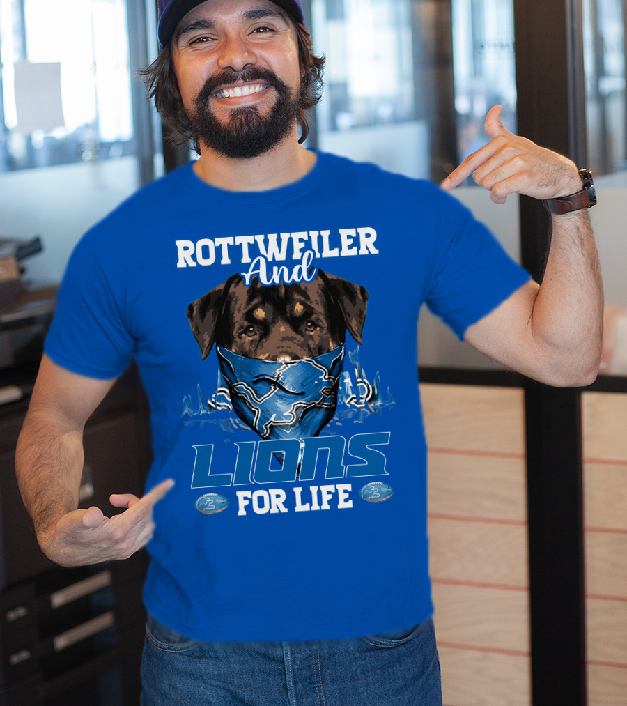 Rottweiler And Lions For Life Detroit Lions T-Shirt
