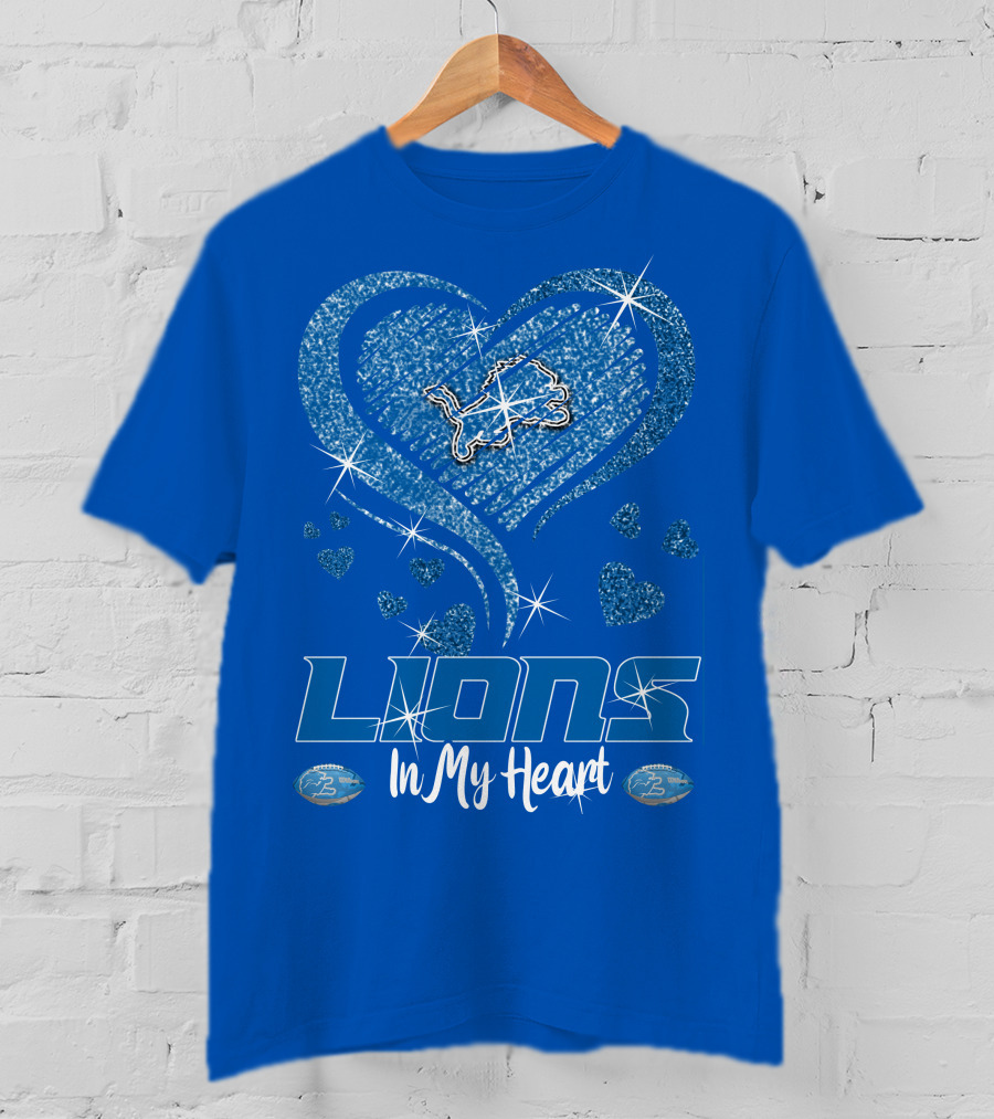 Lions In My Heart Detroit Football Sparkling T-Shirt