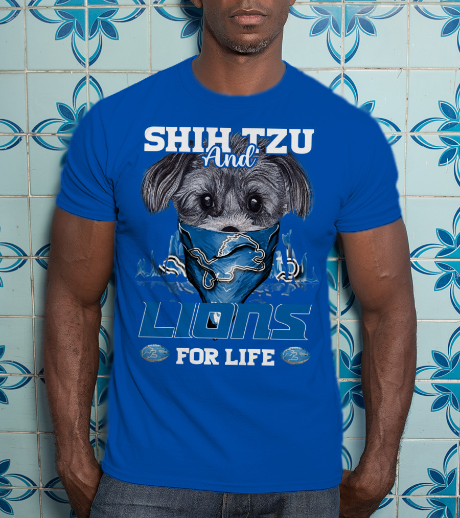Shih Tzu And Lions For Life Detroit Lions T-Shirt