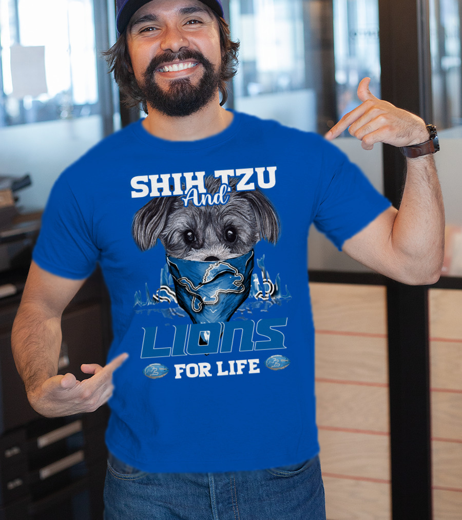 Shih Tzu And Lions For Life Detroit Lions T-Shirt