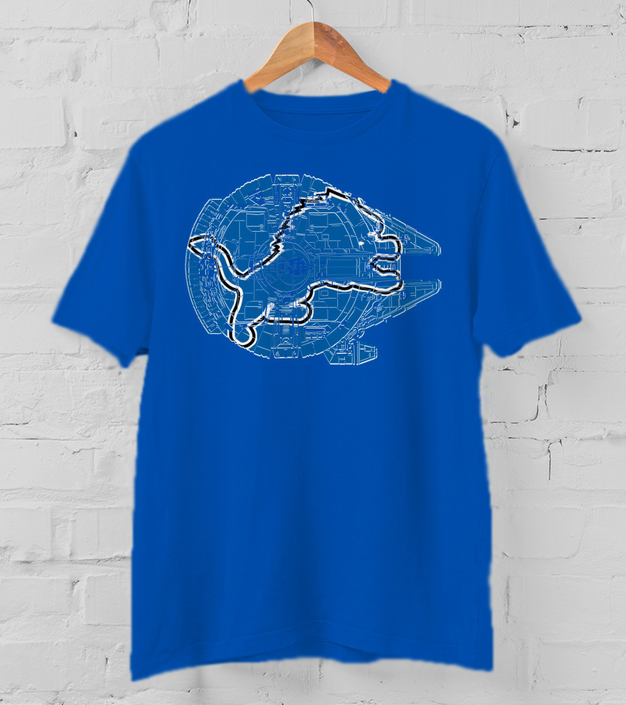 Detroit Lions Millennium Falcon Football Crossover T-Shirt