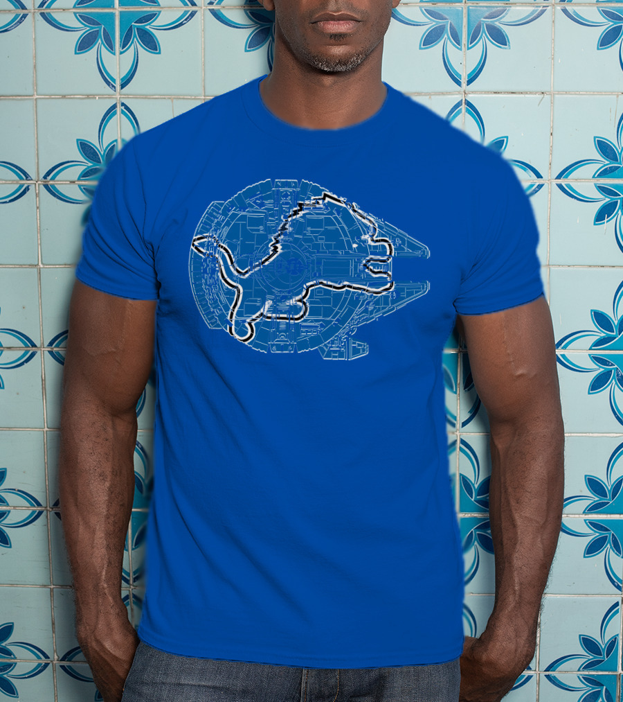 Detroit Lions Millennium Falcon Football Crossover T-Shirt