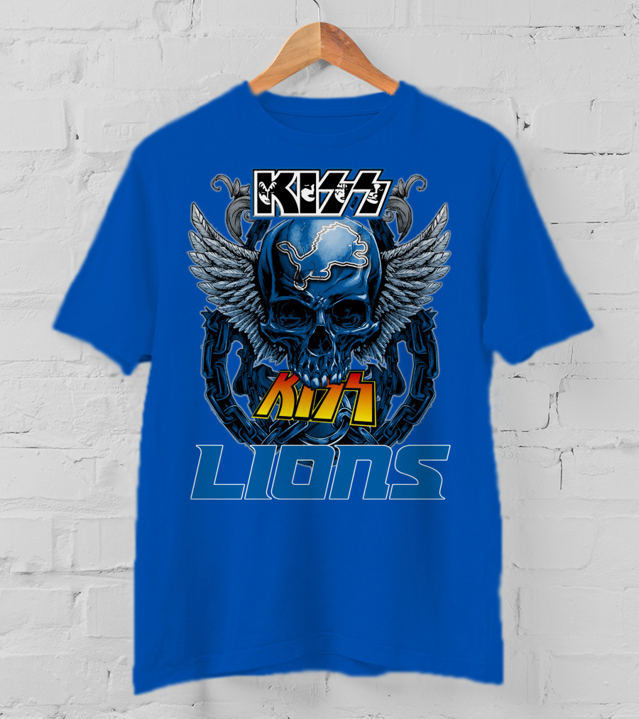 KISS Detroit Lions Skull Wings T-Shirt