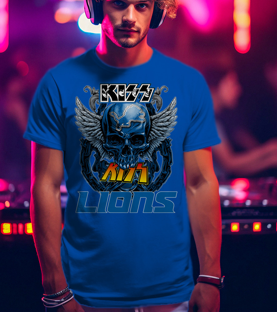 KISS Detroit Lions Skull Wings T-Shirt