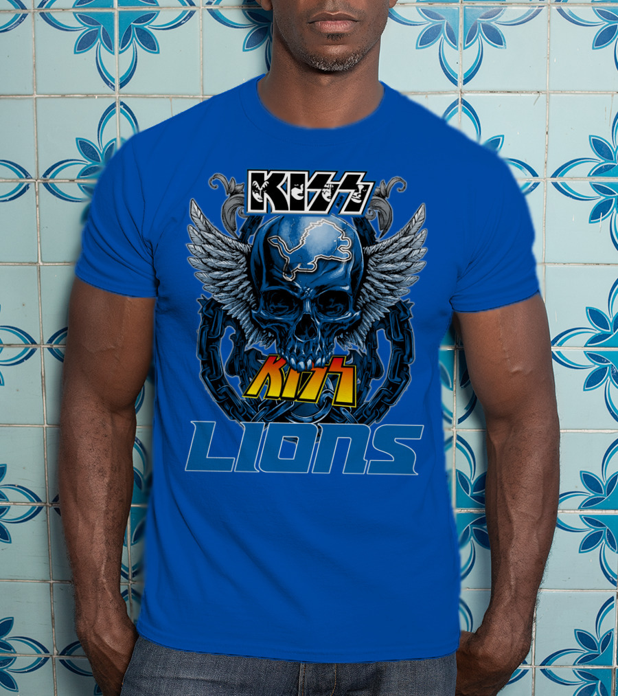 KISS Detroit Lions Skull Wings T-Shirt