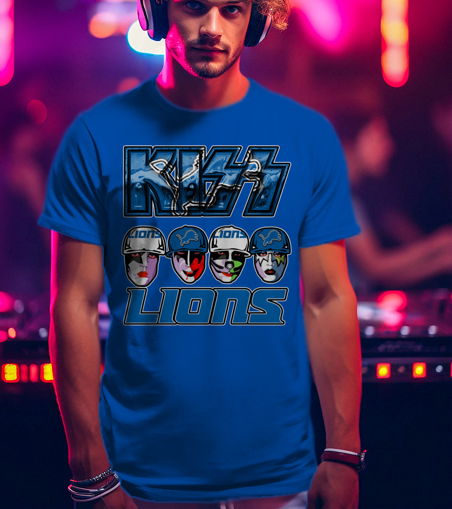 KISS Detroit Lions Face Paint Helmets T-Shirt