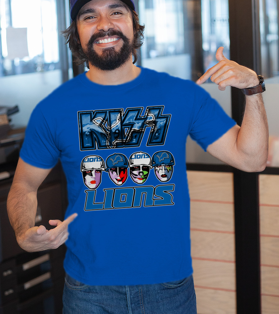 KISS Detroit Lions Face Paint Helmets T-Shirt