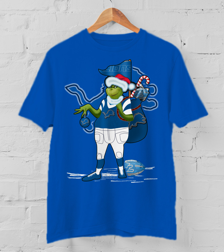 Grinchxmas Detroit Lions Holiday Football T-Shirt