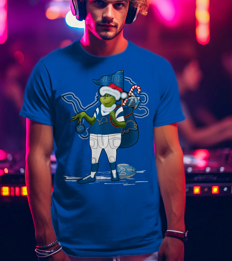 Grinchxmas Detroit Lions Holiday Football T-Shirt